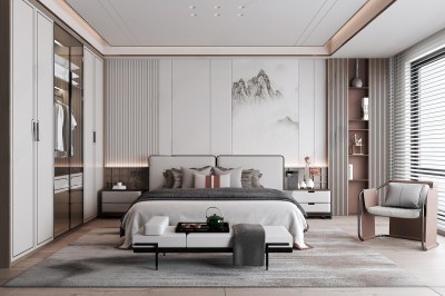 新中式卧室3D模型下载